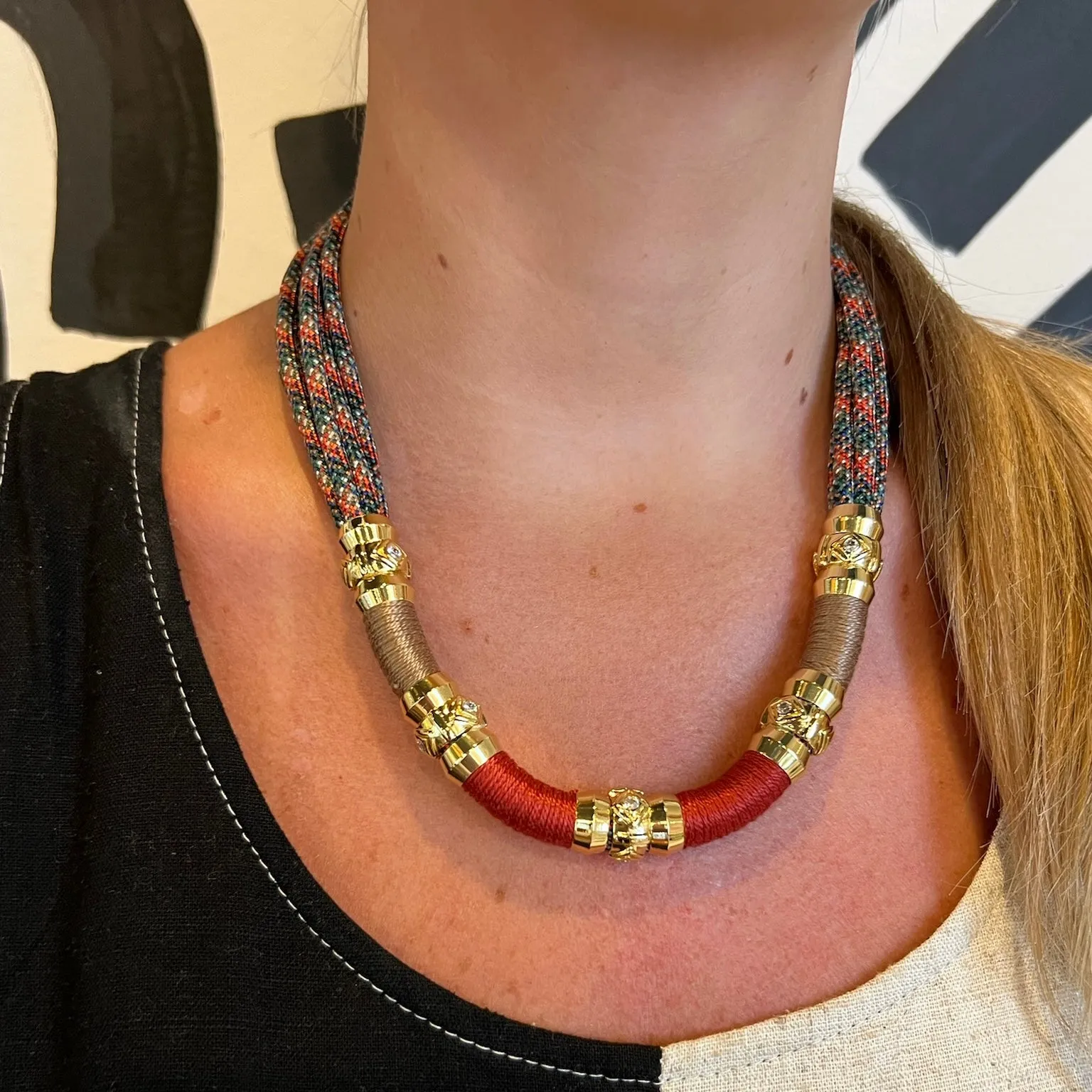 Colorblock Necklace Copper Evil Eye