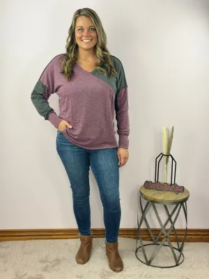 Colorblock Outseam Long Sleeve Top