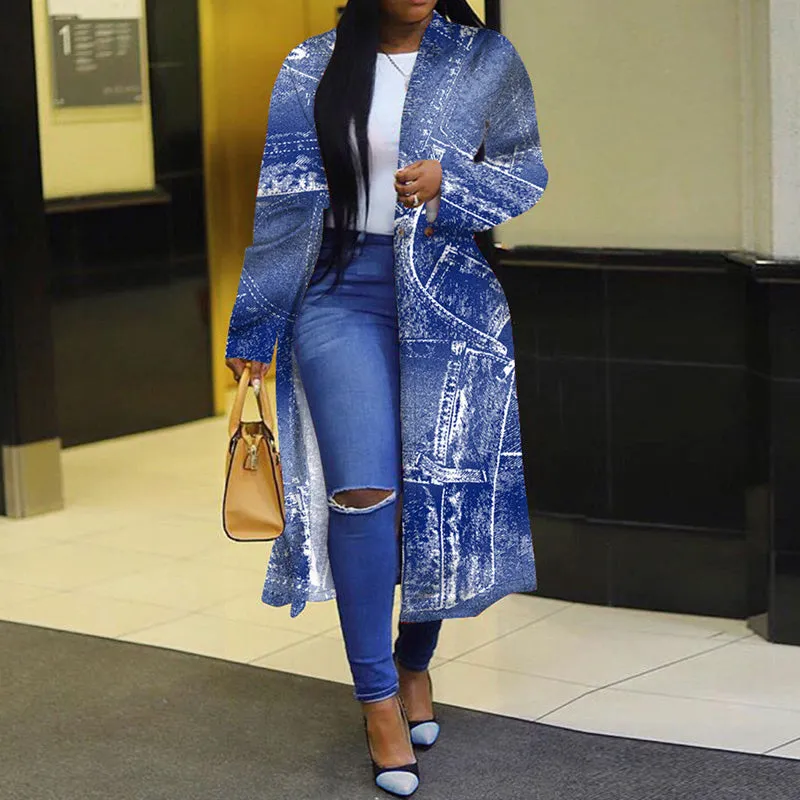 Colorblock Plaid Pattern Long Trench Coat