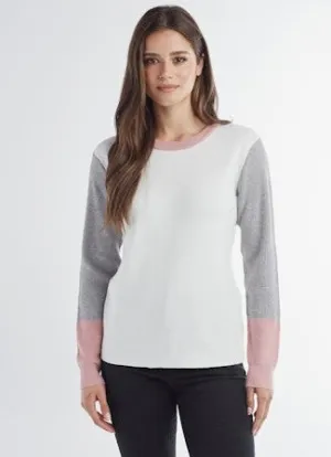 Colorblock Sleeve Crew Neck Top