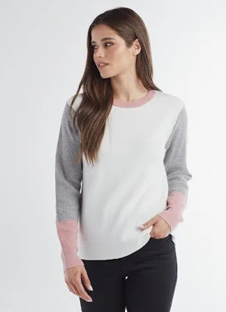 Colorblock Sleeve Crew Neck Top