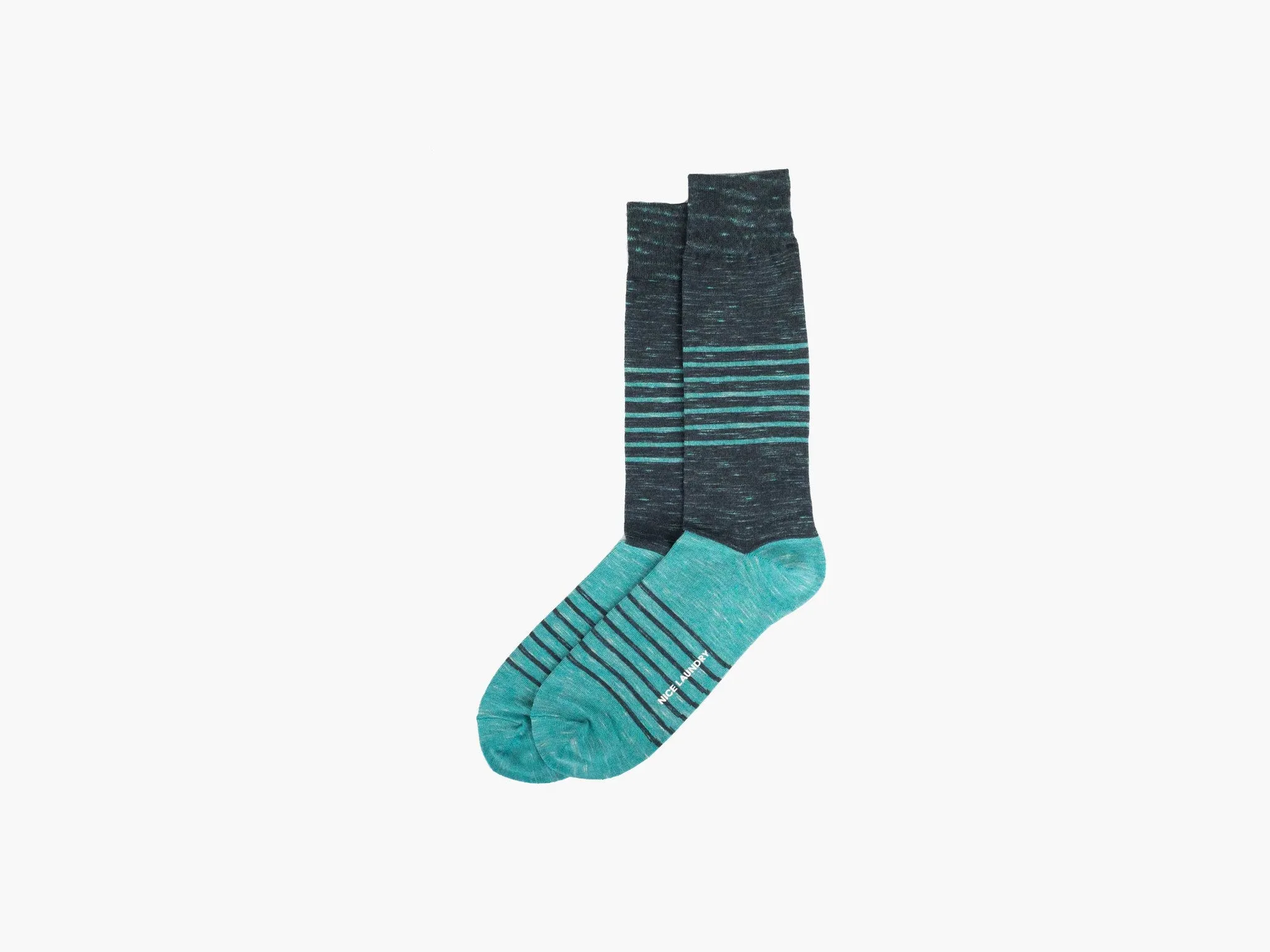 Colorblock Stripe-Green Heather/Dark Green Heather