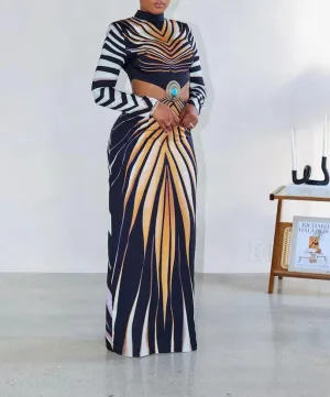 Colorblock striped waistless dress