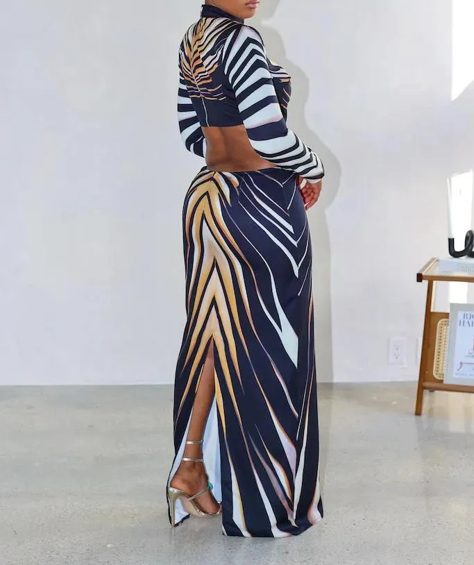 Colorblock striped waistless dress