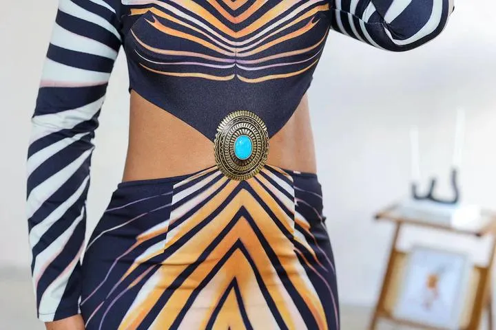 Colorblock striped waistless dress