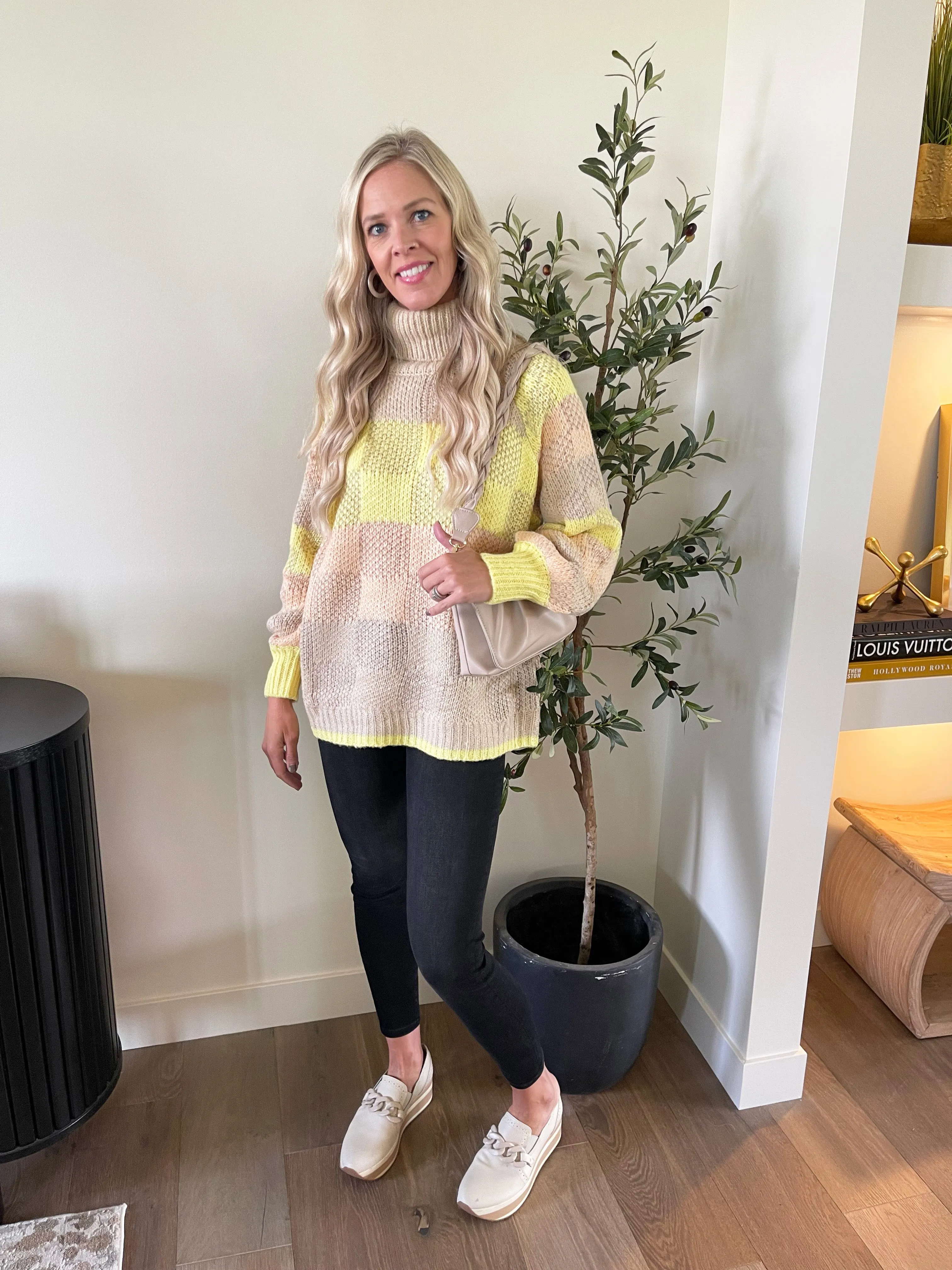 Colorblock Turtle Neck Sweater