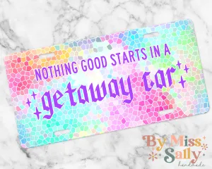 Colorful Getaway Car License Plate
