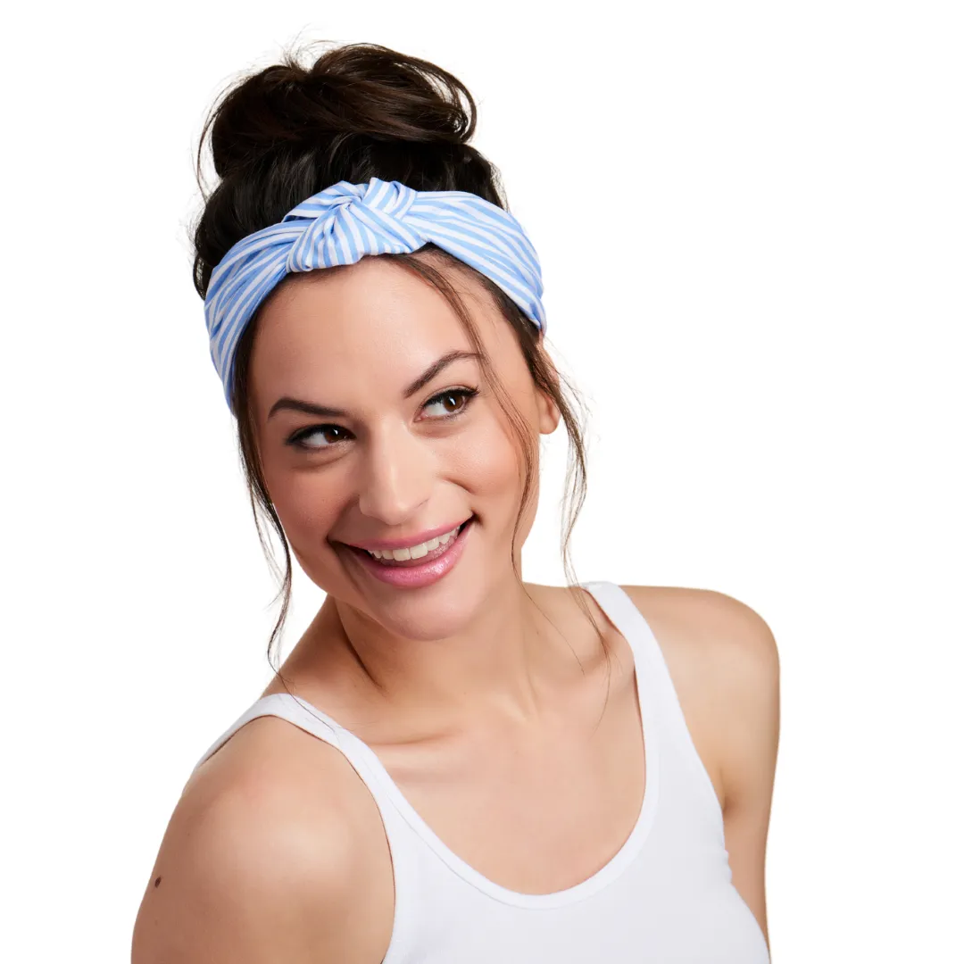Cottage Collection Knotted Headwrap - Blue Stripes