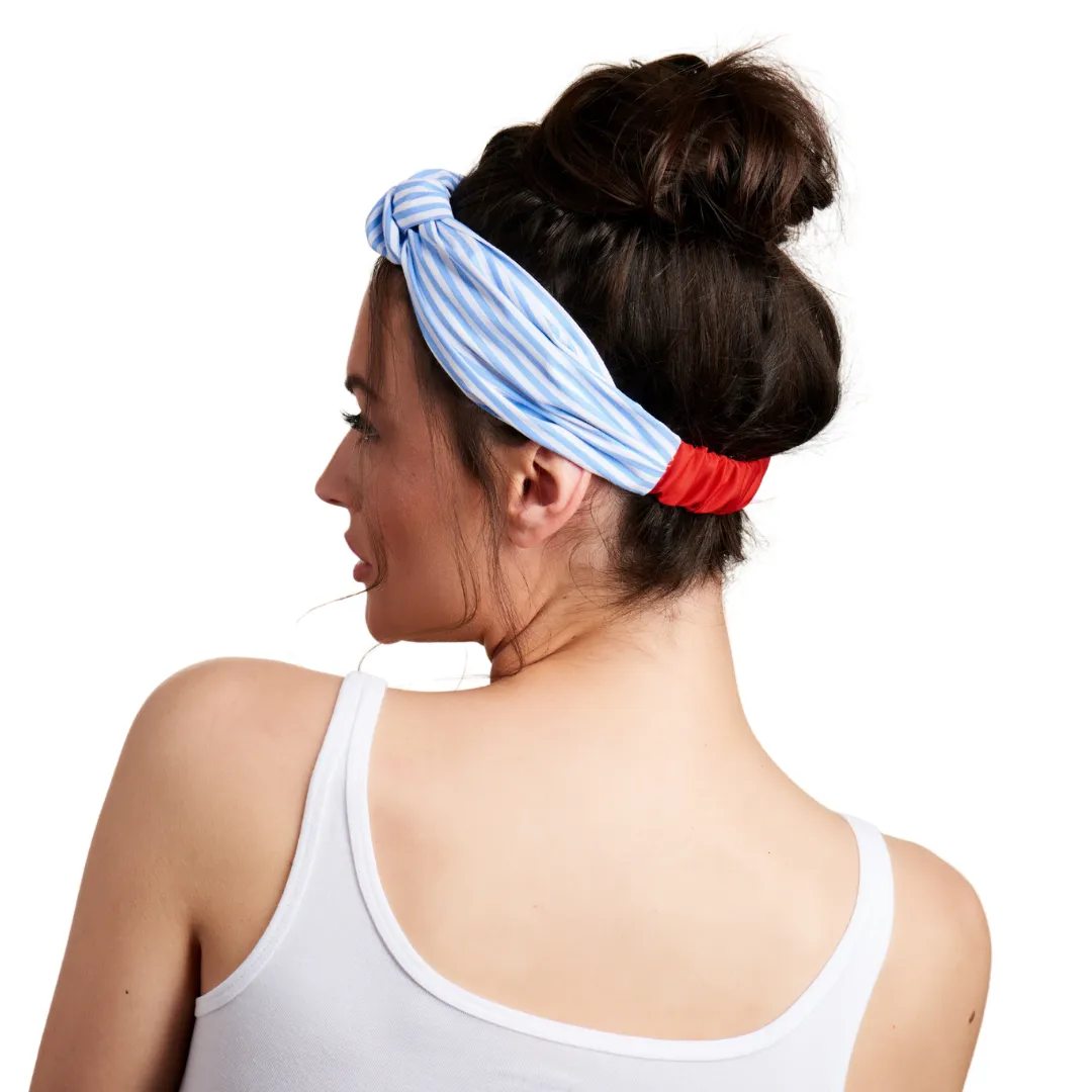Cottage Collection Knotted Headwrap - Blue Stripes