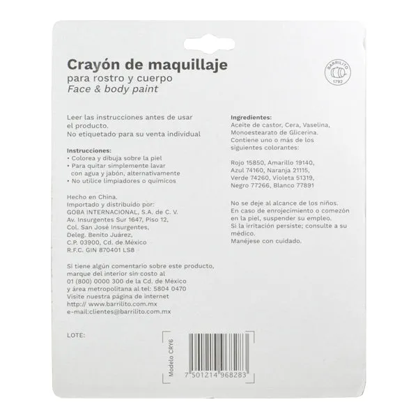 CRAYON PINTA CARA Y FOAMY CRY6 GOBA BARRILITO