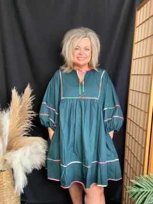 Curvy Green Half Sleeve Dress