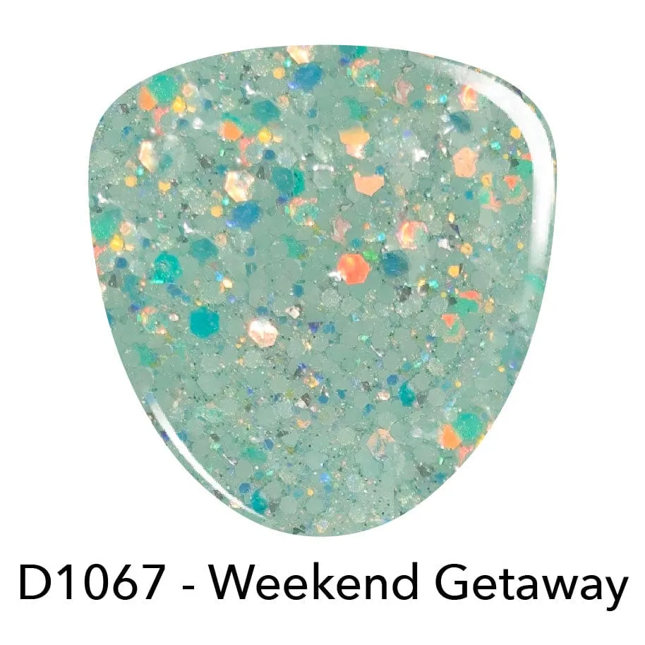 D1067 Weekend Getaway Green Glitter Dip Powder