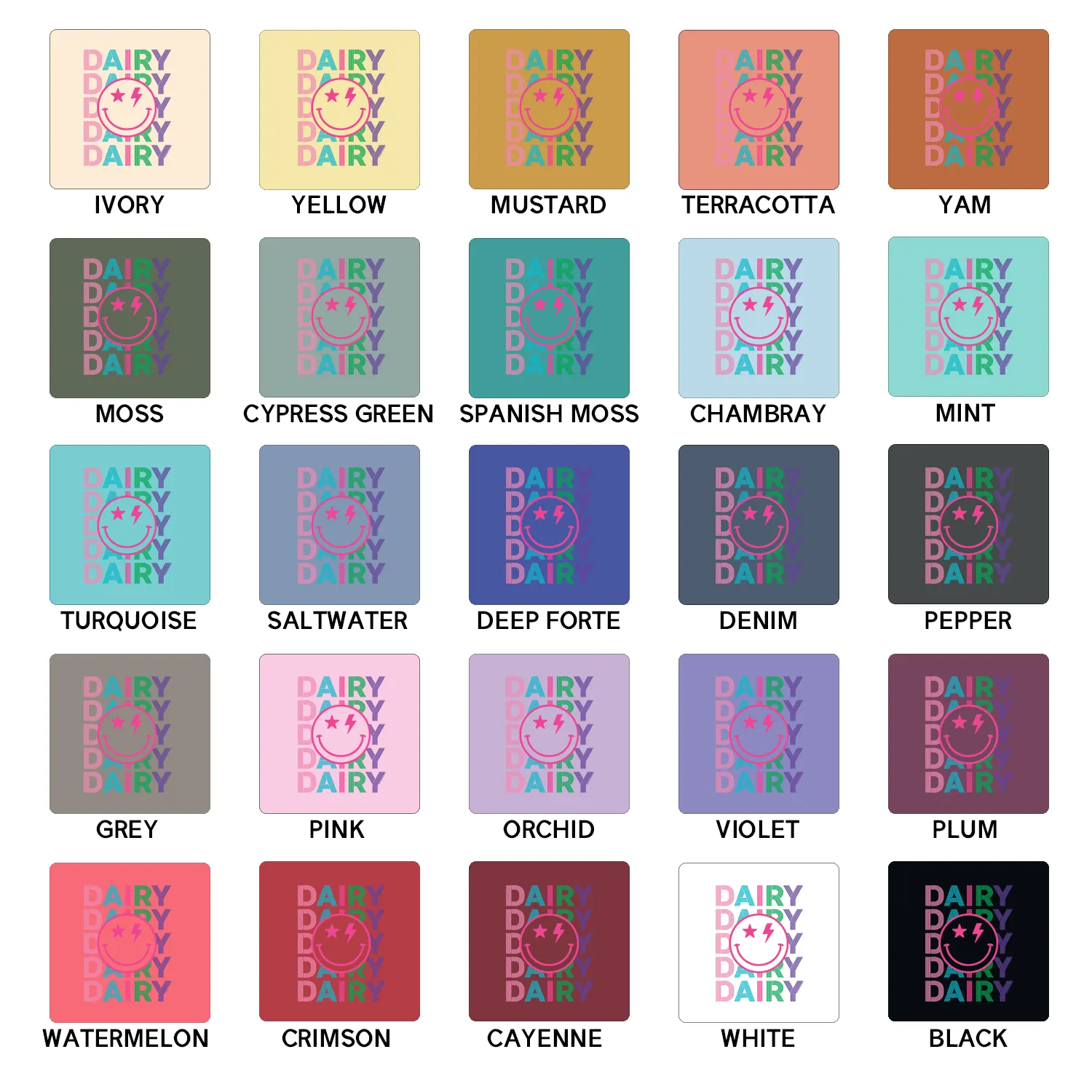 Dairy Line Smile ComfortWash/ComfortColor T-Shirt (S-4XL) - Multiple Colors!