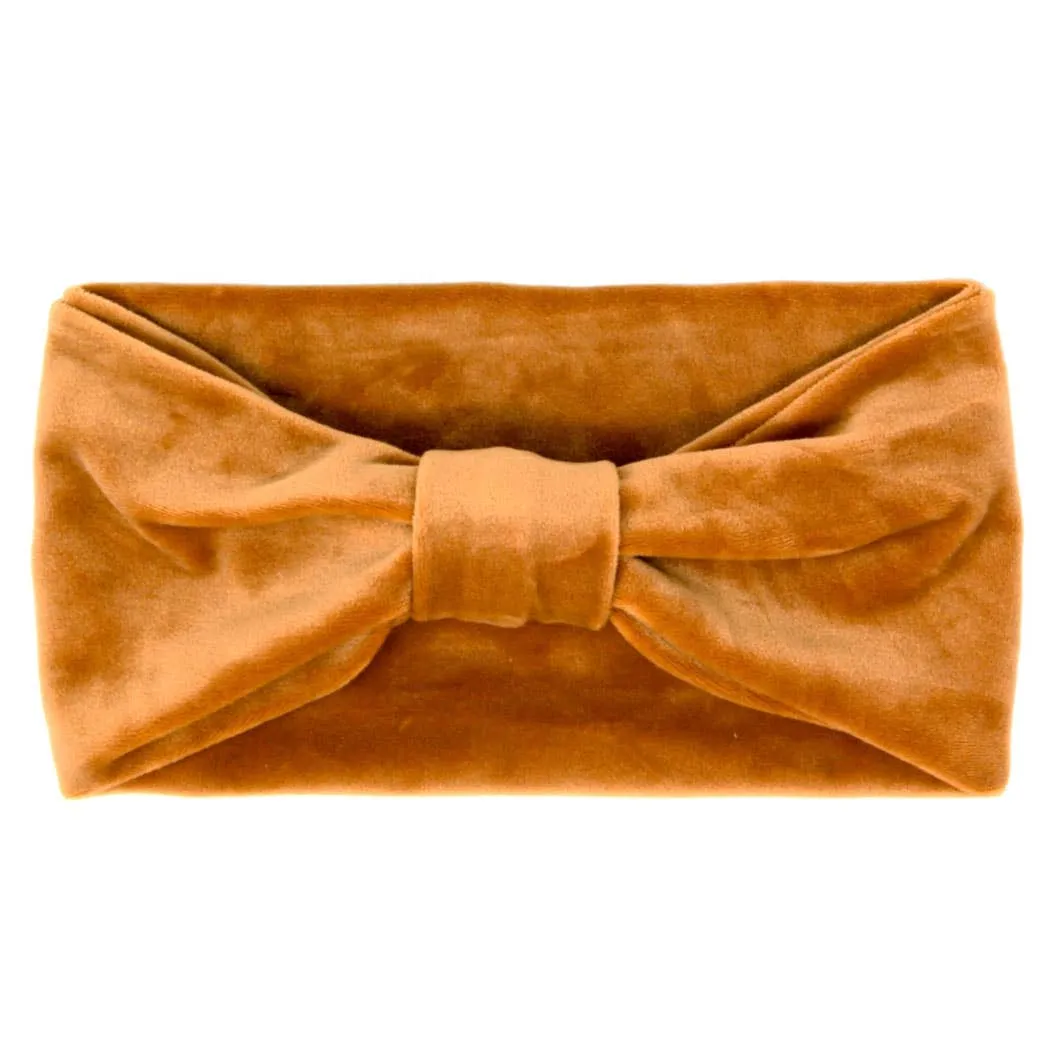 Dark Camel Velvet Knotted Solid Headband