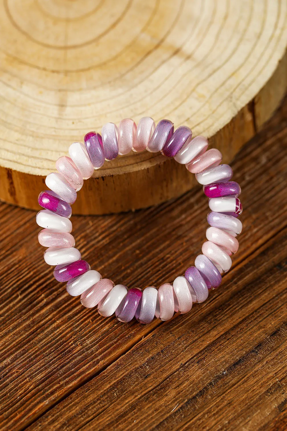 Dark Pink Cute Colorblock Phone Cord Hair Scrunchie