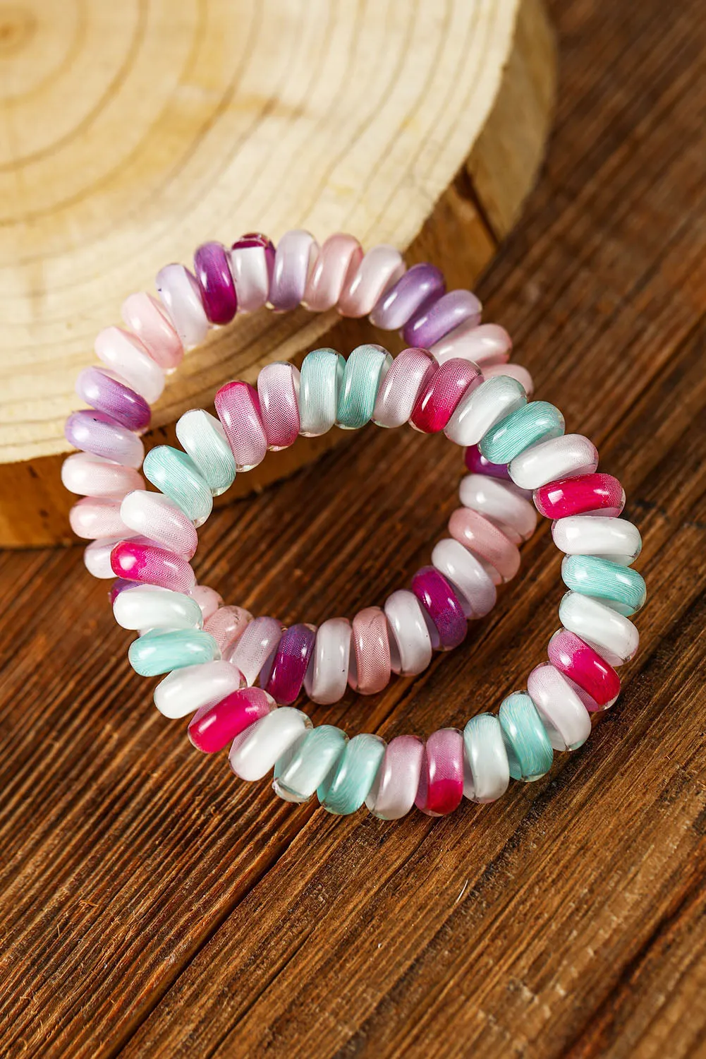 Dark Pink Cute Colorblock Phone Cord Hair Scrunchie