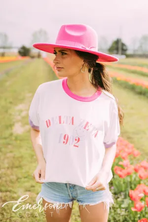 Delta Zeta Smiley Colorblock Ringer Tee