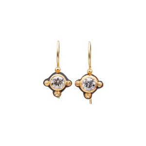 Diamond Drop Earrings - .5ct Each Stone - 1CT TW LG Diamonds - Sterling Silver   22k Gold   18k Gold