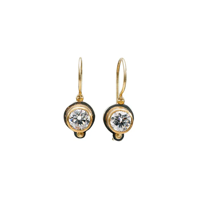 Diamond Drop Earrings - .75ct Each Stone - 1.5CT TW LG Diamonds - Sterling Silver   22k Gold   18k Gold