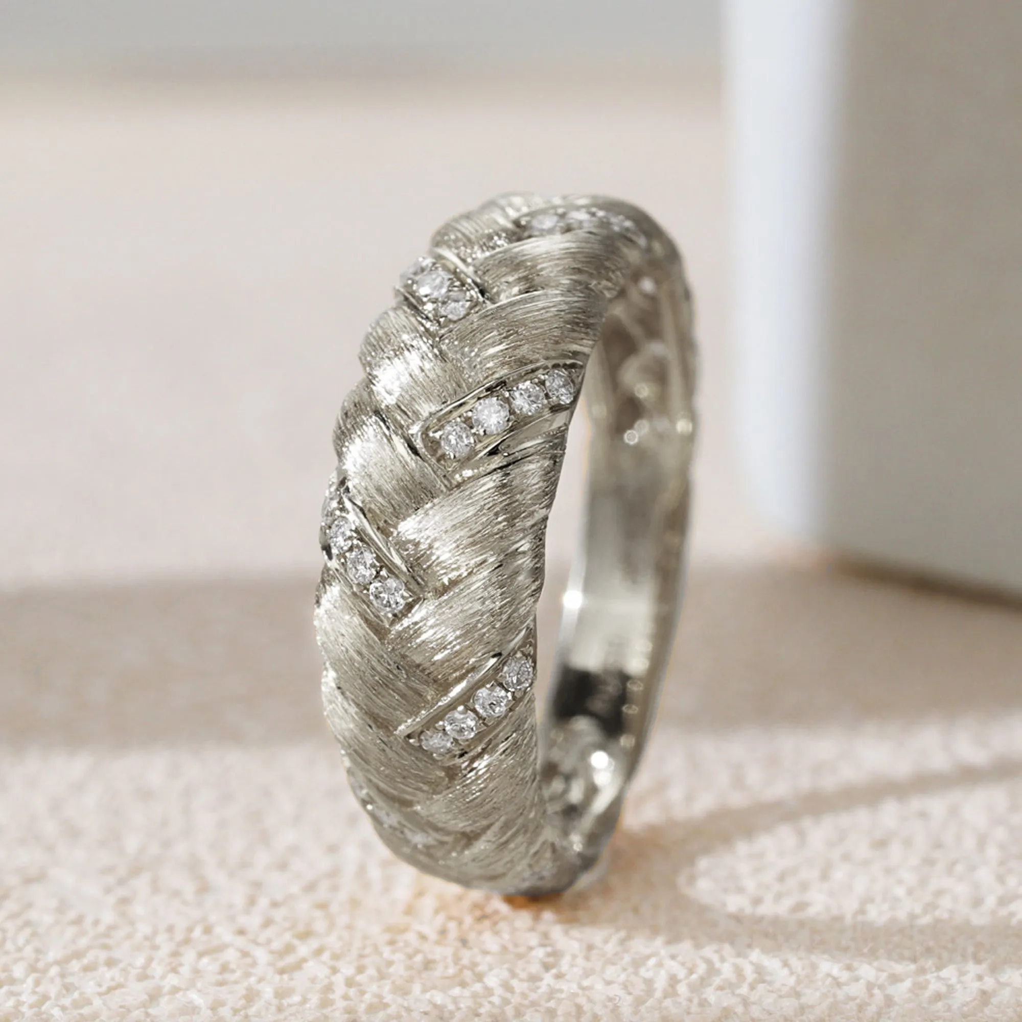 Diamond Pave Woven Braided Band