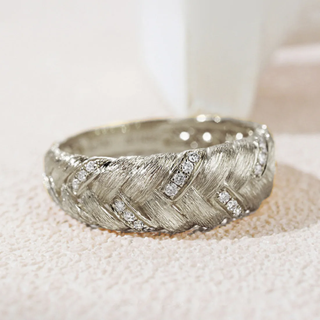 Diamond Pave Woven Braided Band