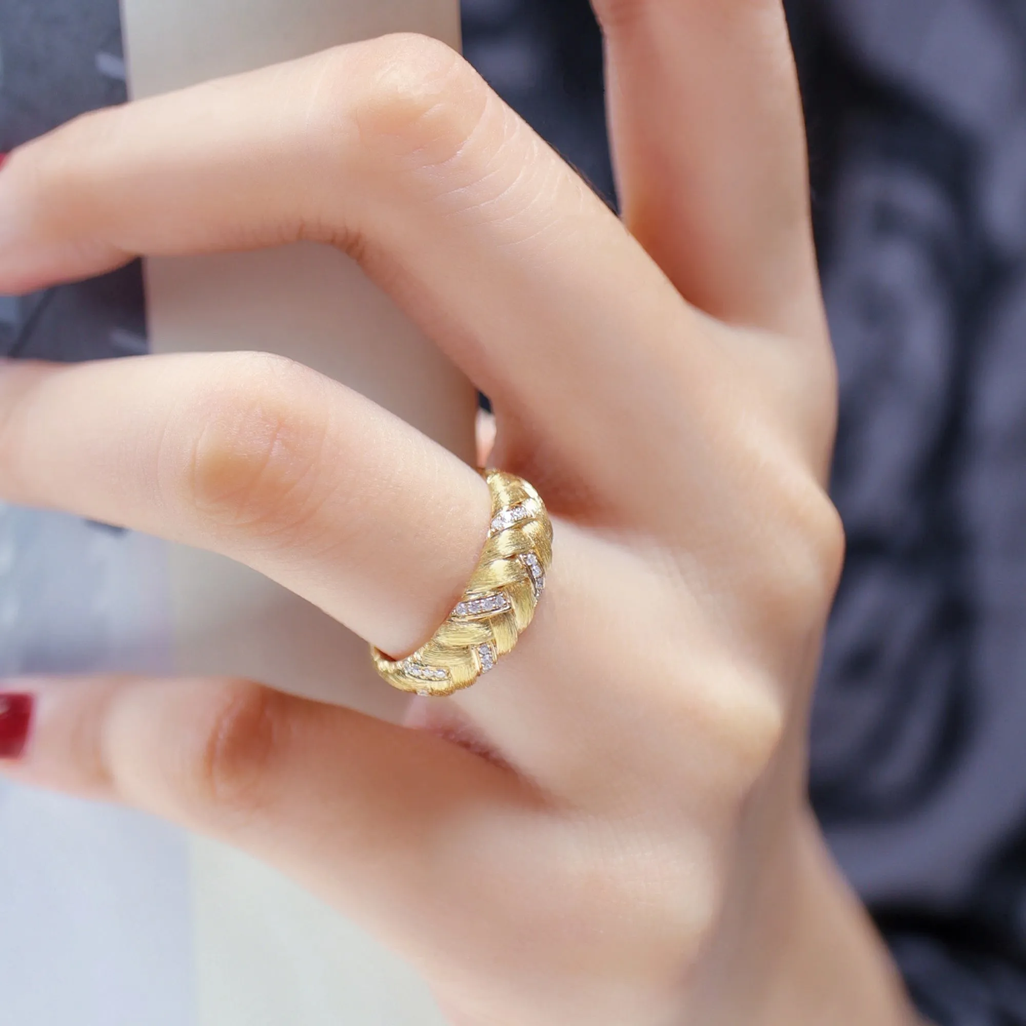 Diamond Pave Woven Braided Band