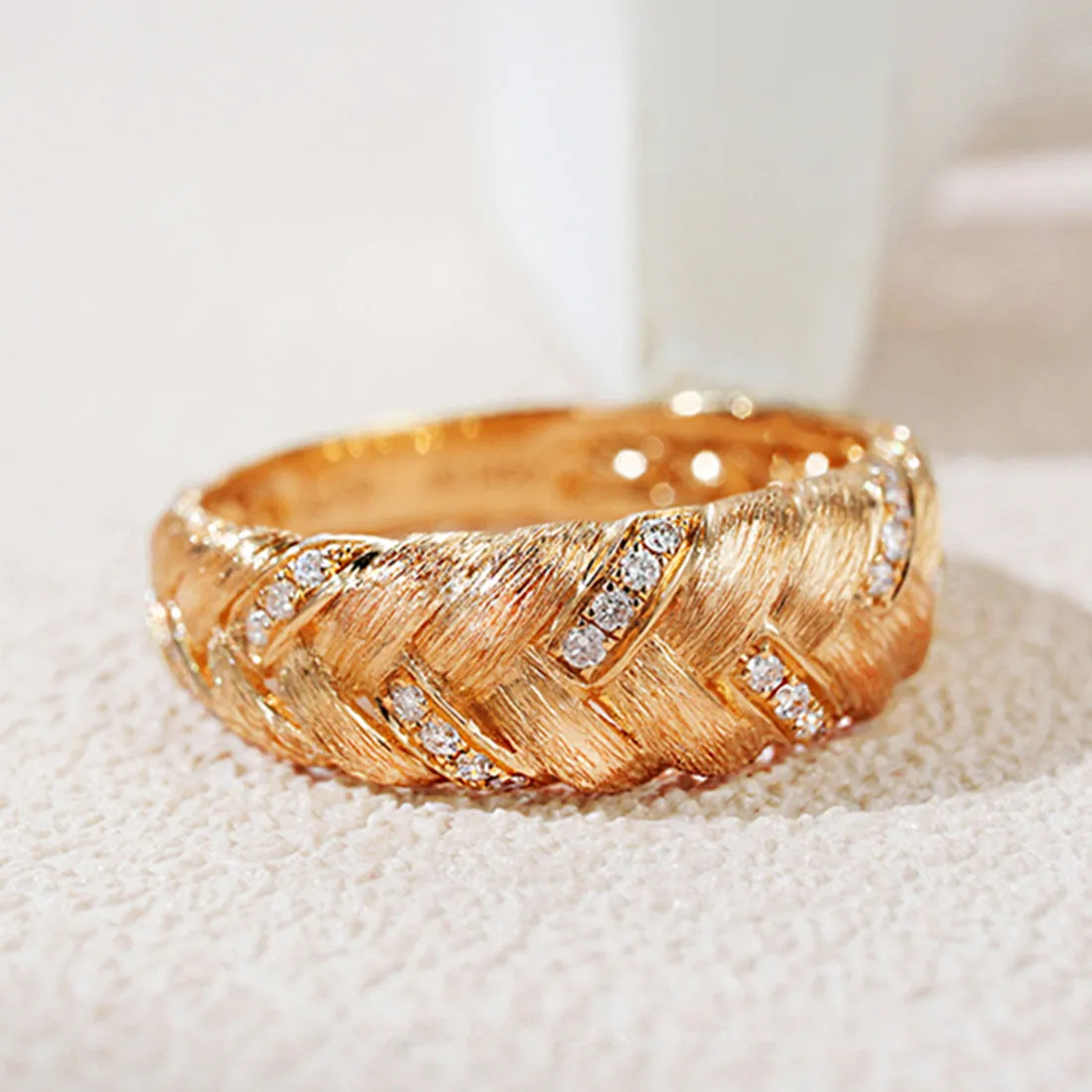 Diamond Pave Woven Braided Band