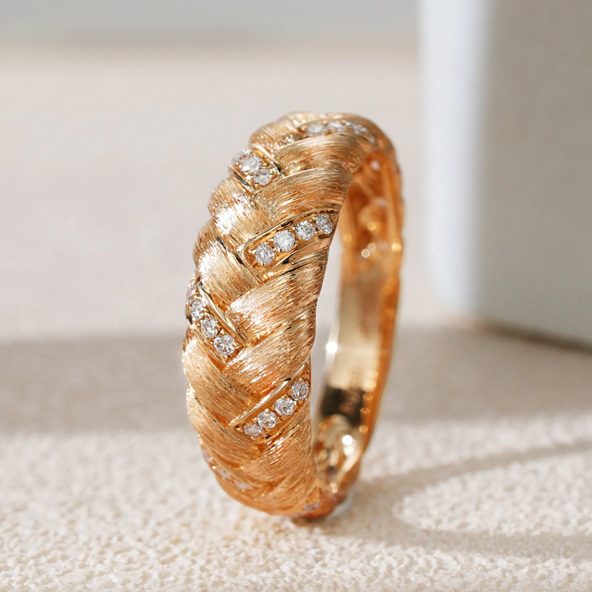 Diamond Pave Woven Braided Band
