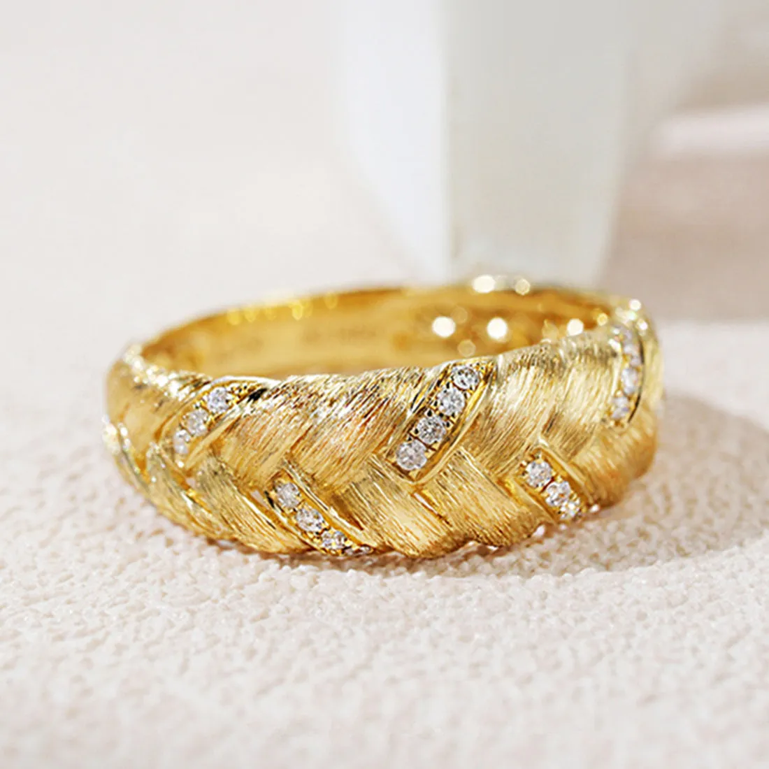 Diamond Pave Woven Braided Band