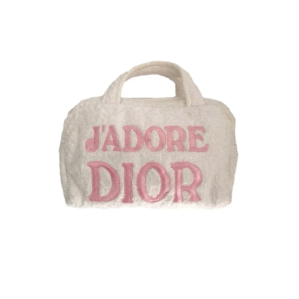 Dior Pink Logo Terry Cloth Bag