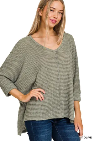 Dolly 3/4 Sleeve Loose Knit Blouse Sm - 3XL in Light Olive * on sale *