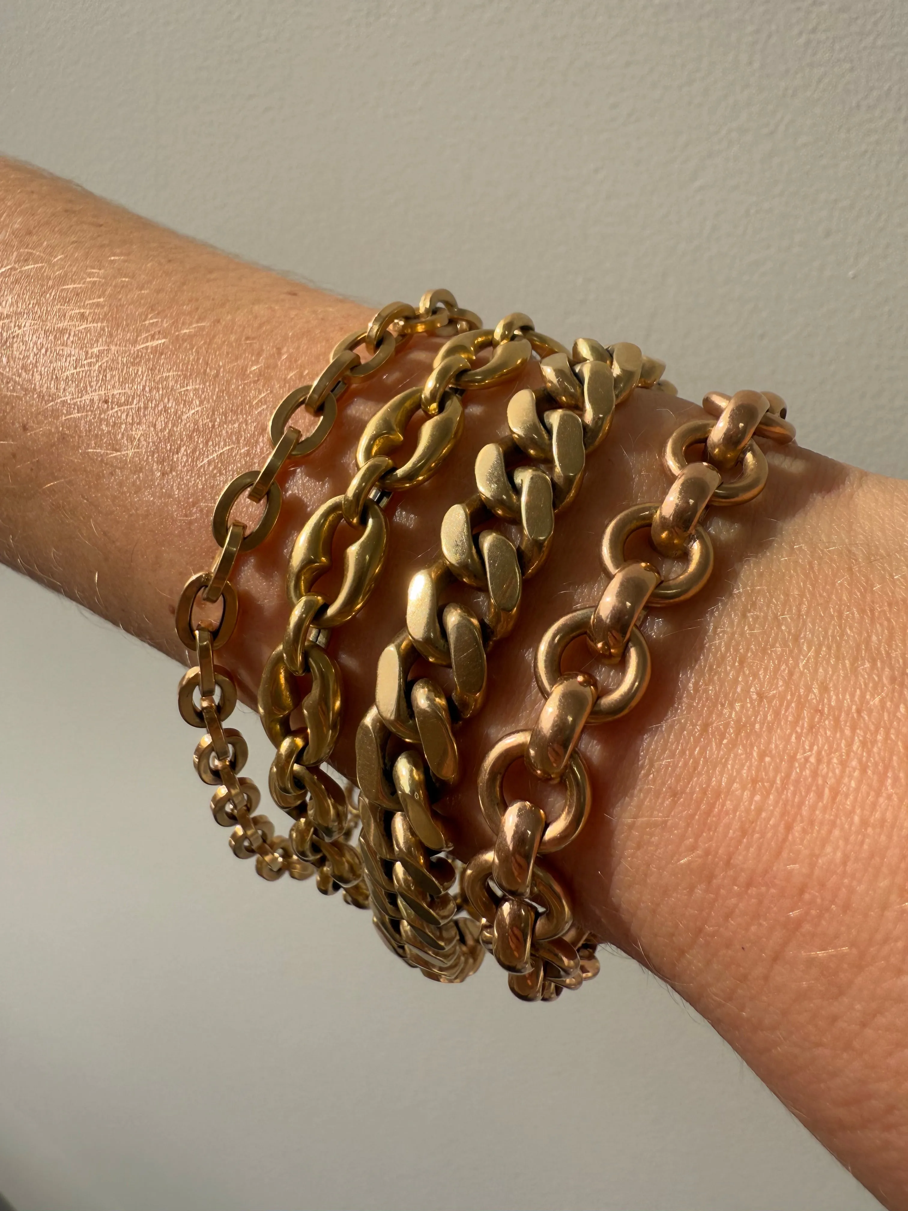 Double Sided Curb Link Bracelet, 14k