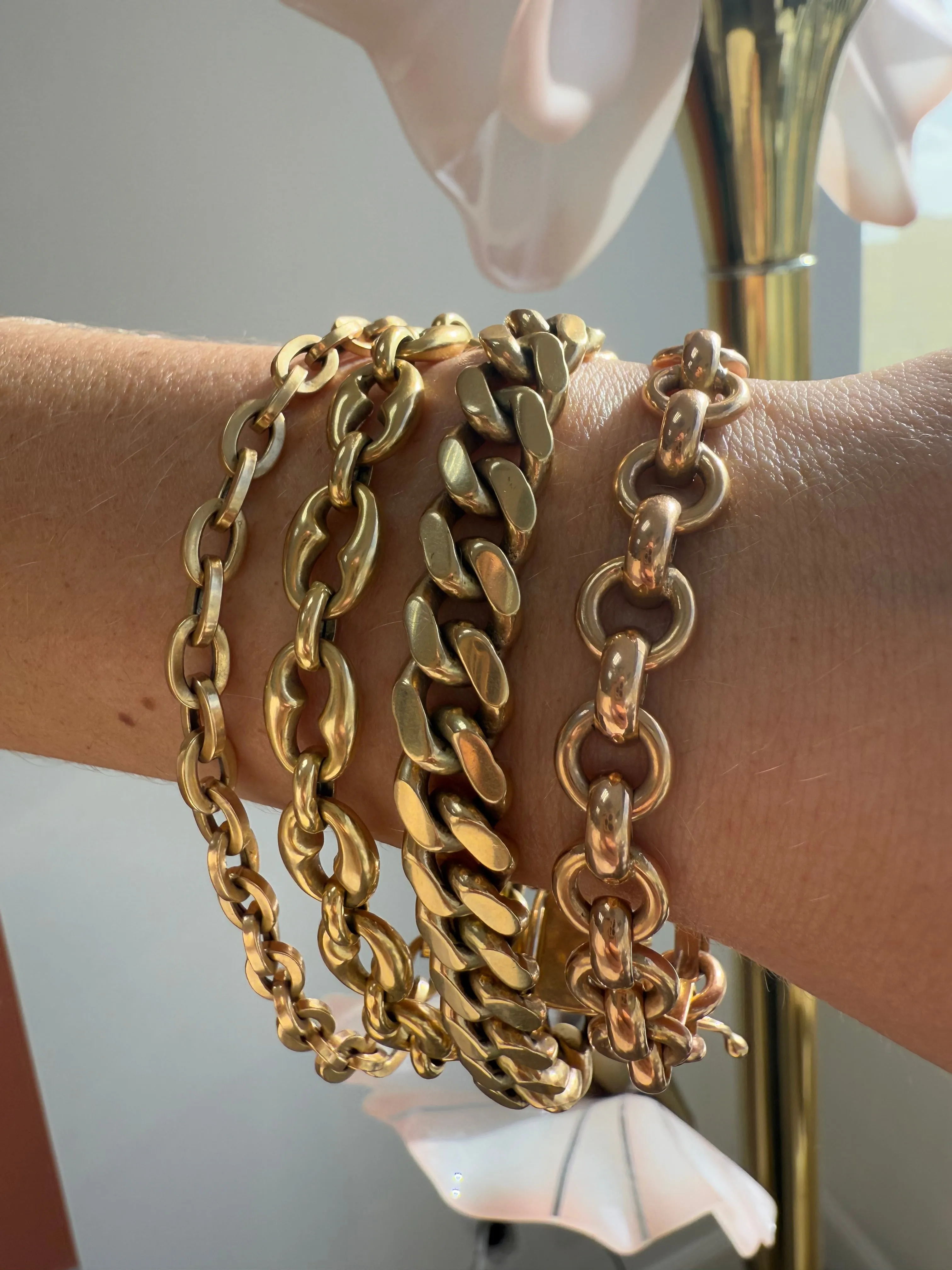 Double Sided Curb Link Bracelet, 14k