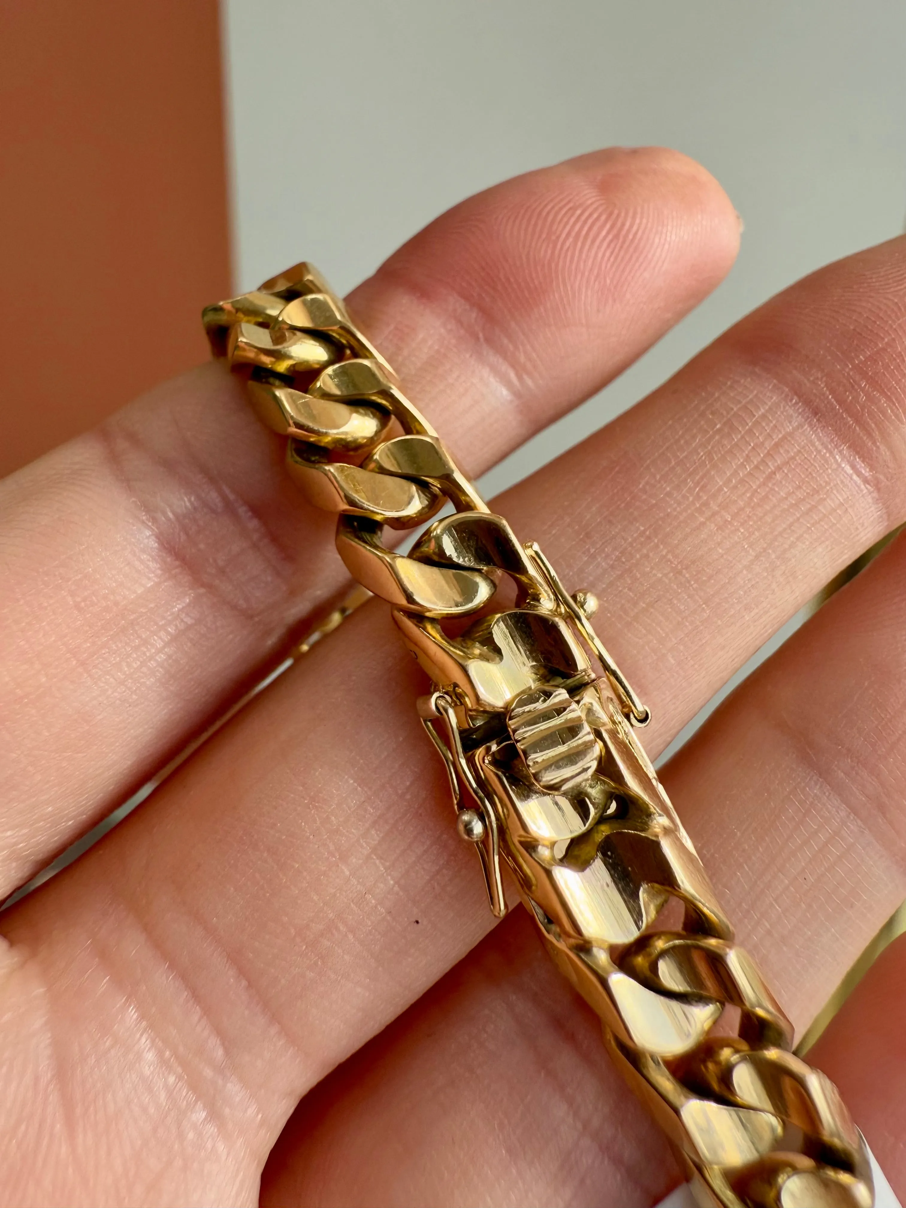 Double Sided Curb Link Bracelet, 14k