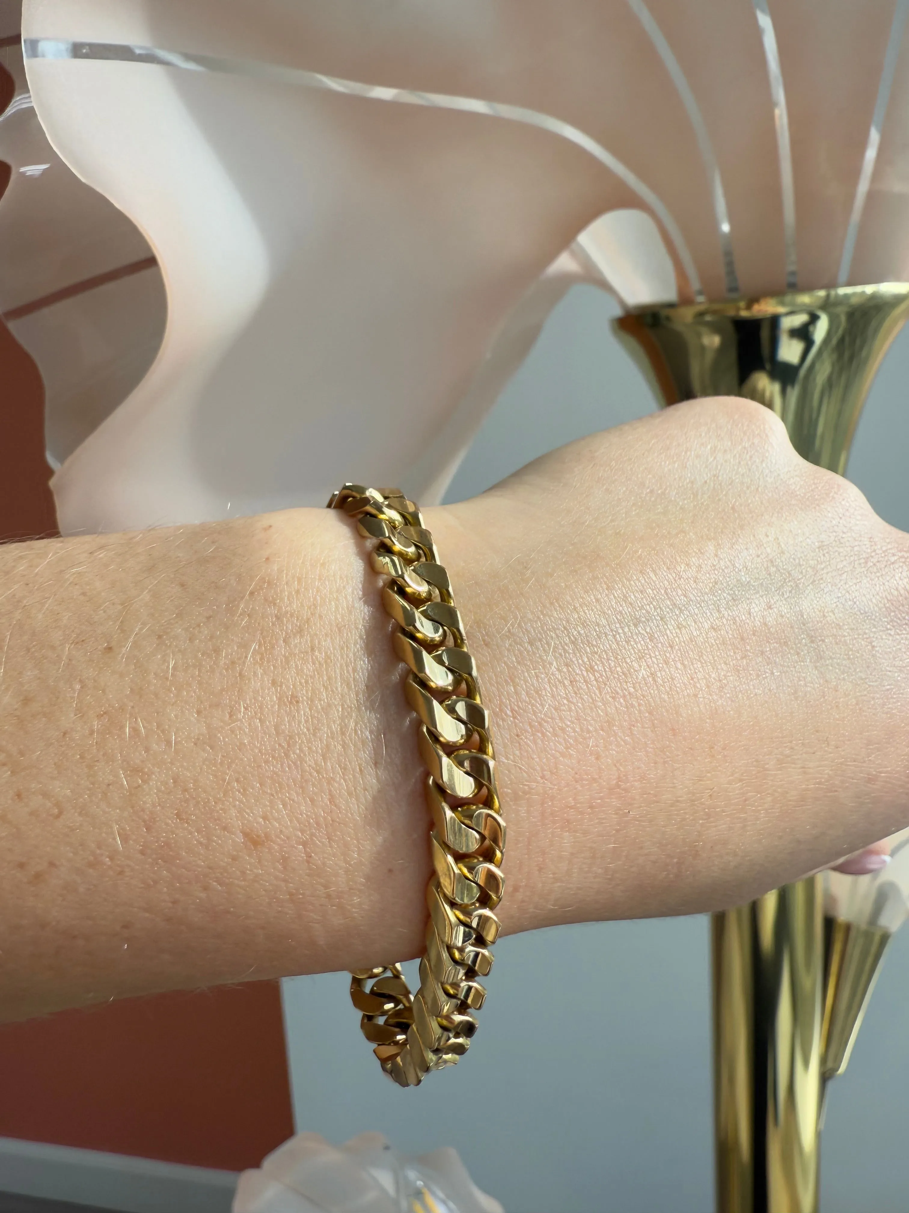 Double Sided Curb Link Bracelet, 14k