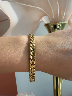 Double Sided Curb Link Bracelet, 14k