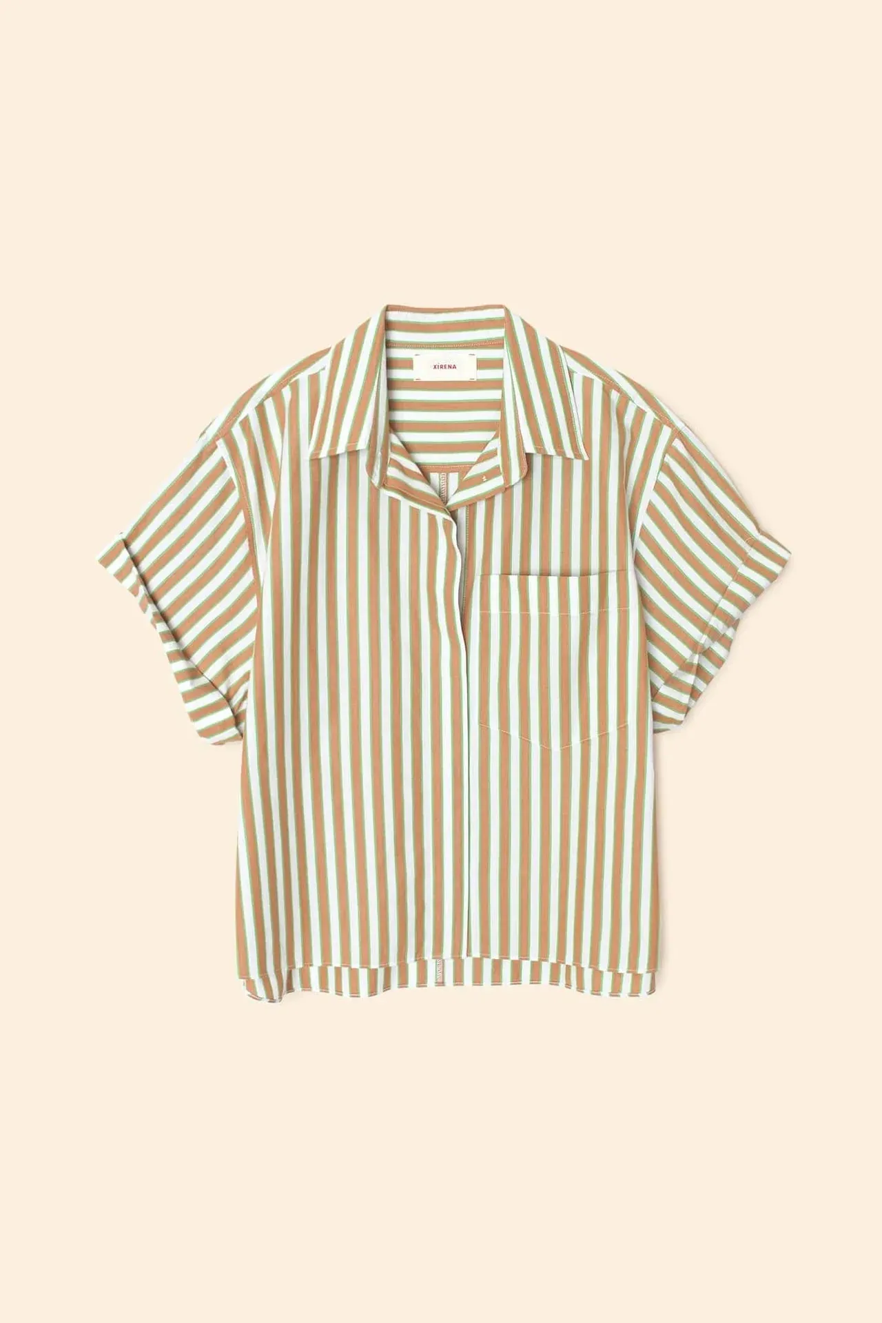 Drake Shirt in Tobac Green Stripe