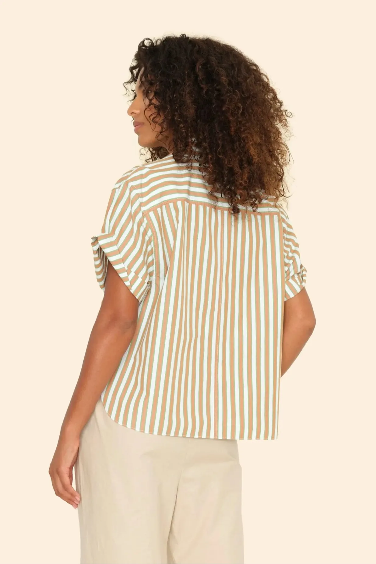 Drake Shirt in Tobac Green Stripe