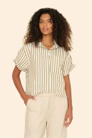 Drake Shirt in Tobac Green Stripe
