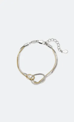 DUAL CHAIN KNOT BRACELET - GOLD/SILVER