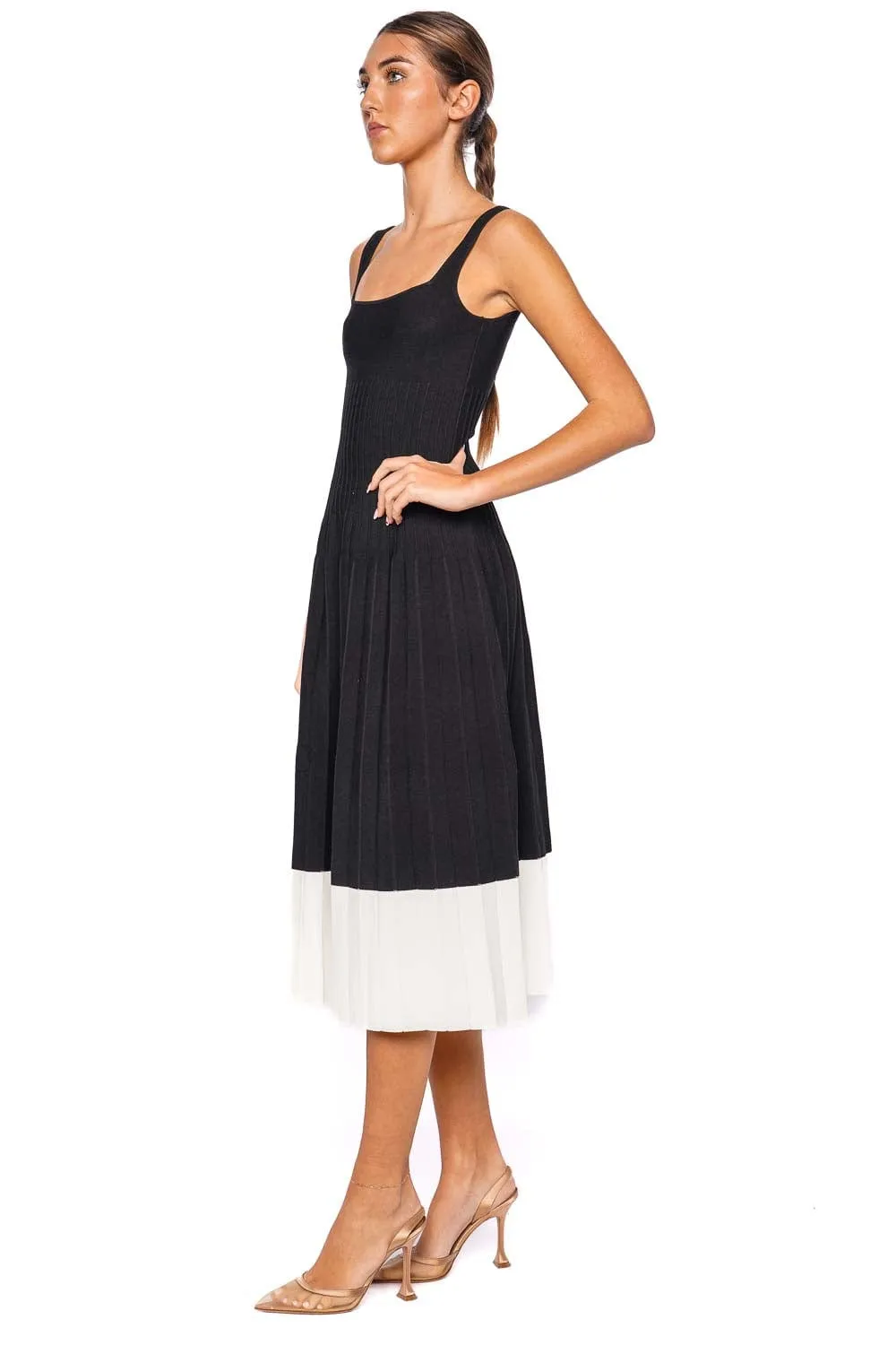 Ellison Black & Ivory Knit Midi Dress
