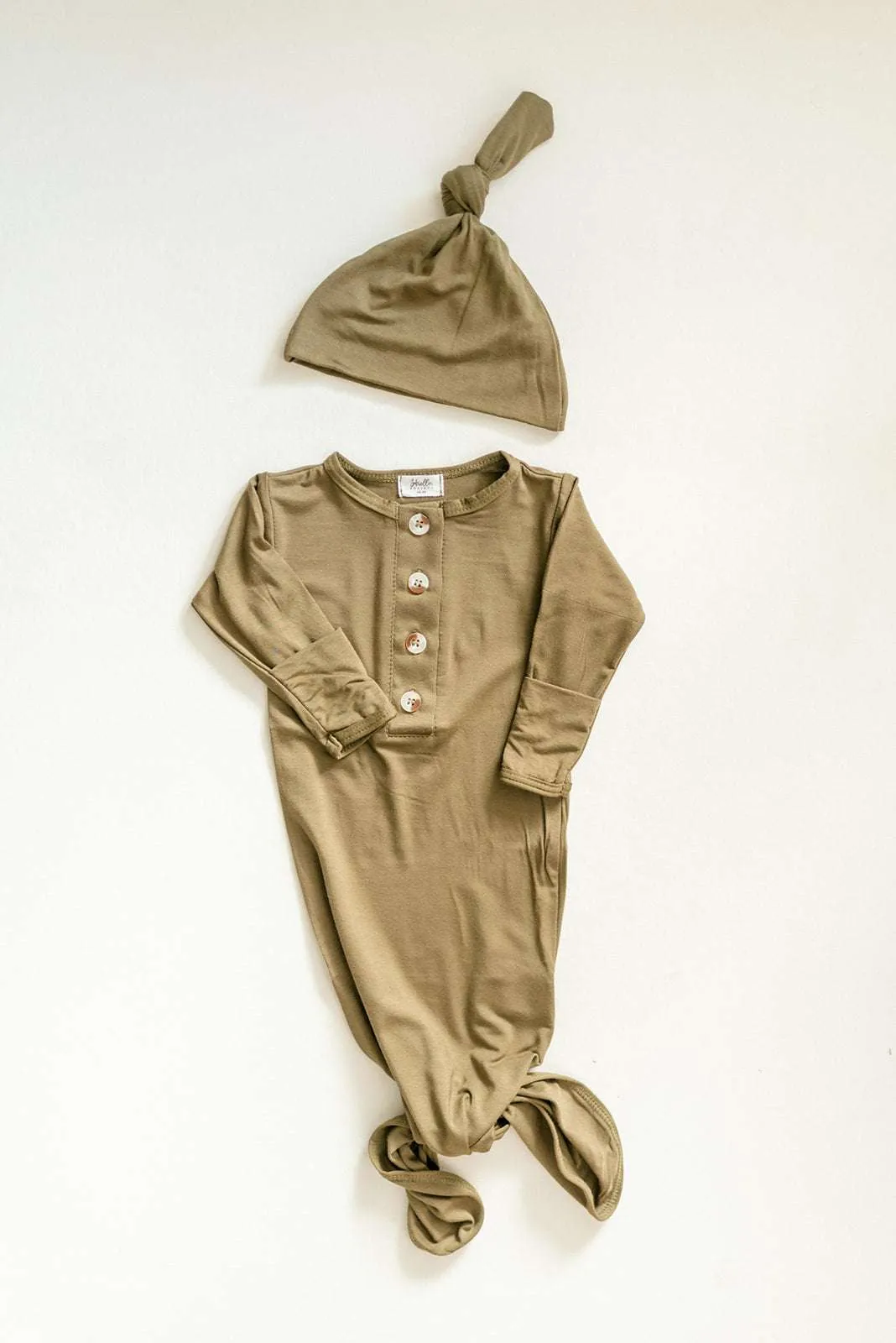 Emerson Knotted Gown and Hat Set | Army Green