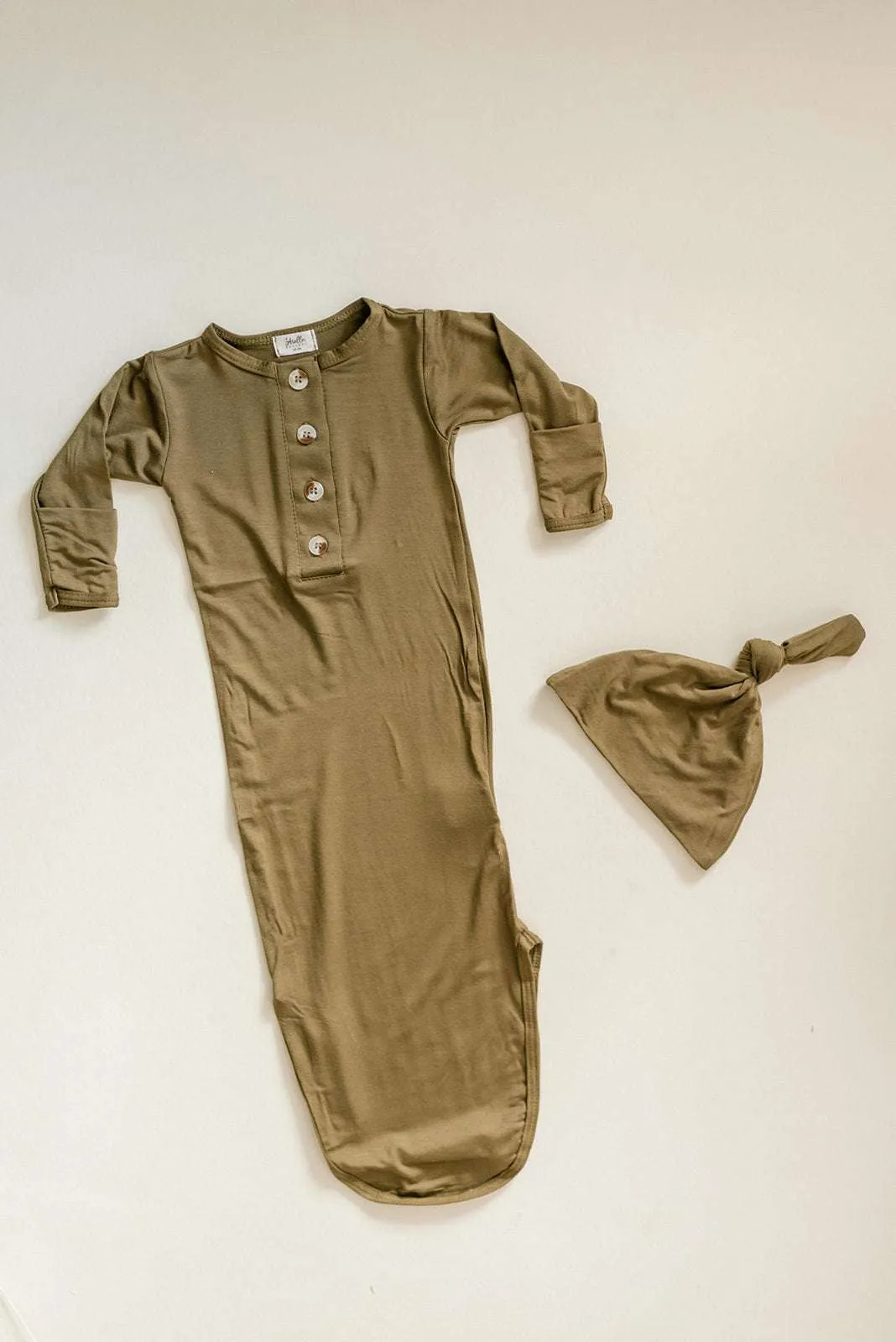 Emerson Knotted Gown and Hat Set | Army Green