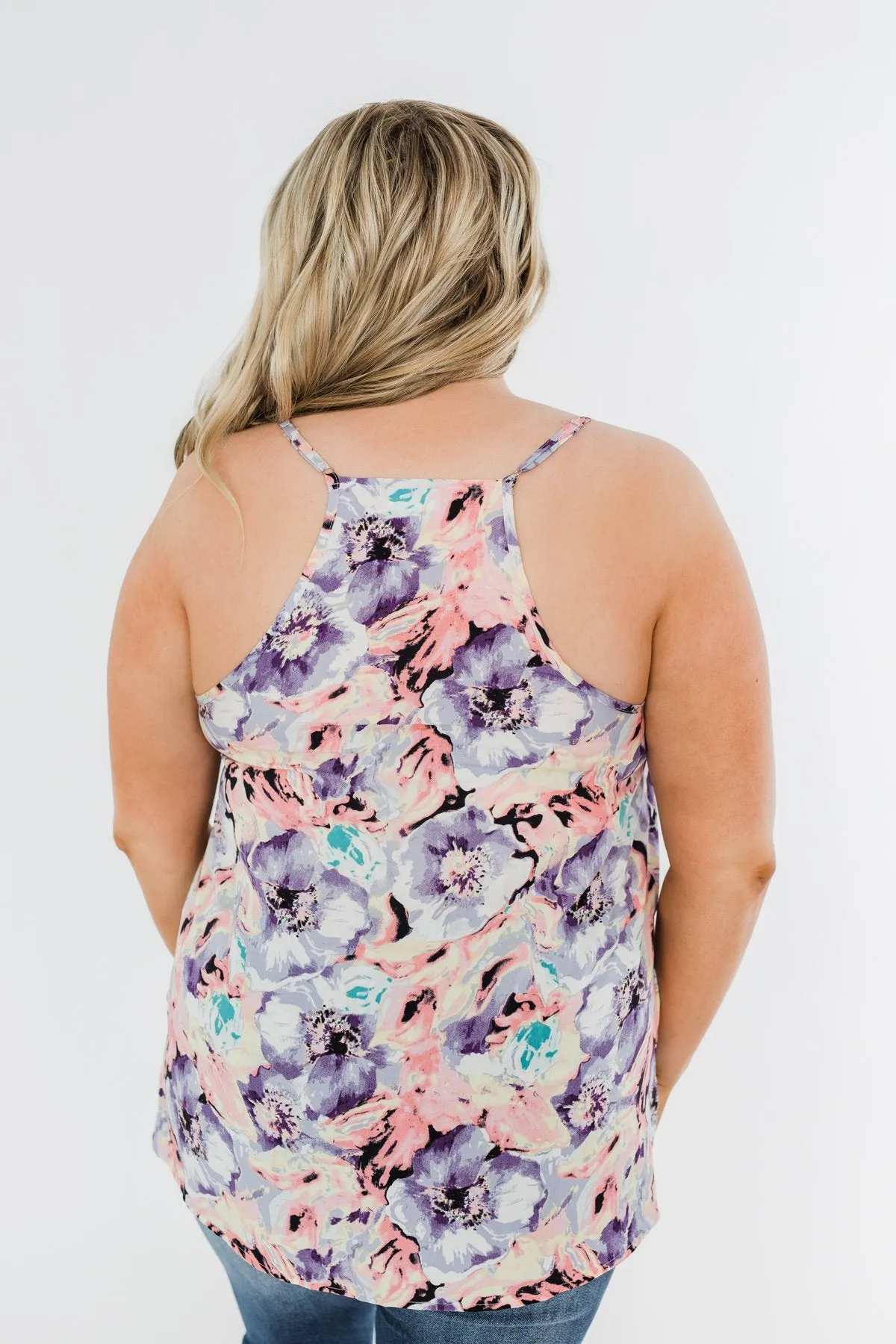 Enchanting Getaway Floral Tank Top- Purple, Pink, & Yellow