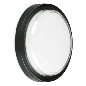 Enlite WL1/CS 230V 15W LED IP65 CCT Bulkhead Round Black 3000K/4000K/6500K