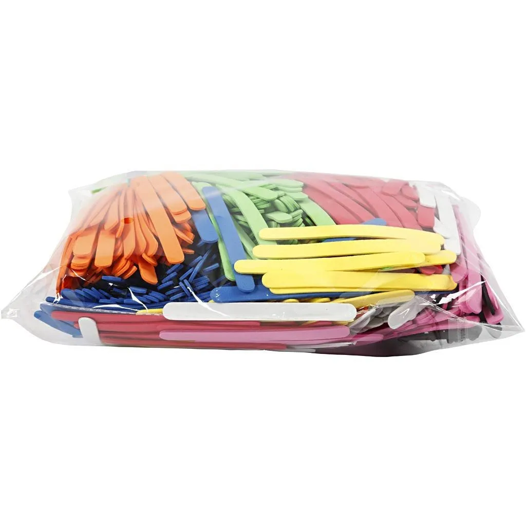 Eva Foam Ice Lolly Sticks Crafts Bendable 11.5cm 1cm 2mm Assorted Colours 1000 Pack