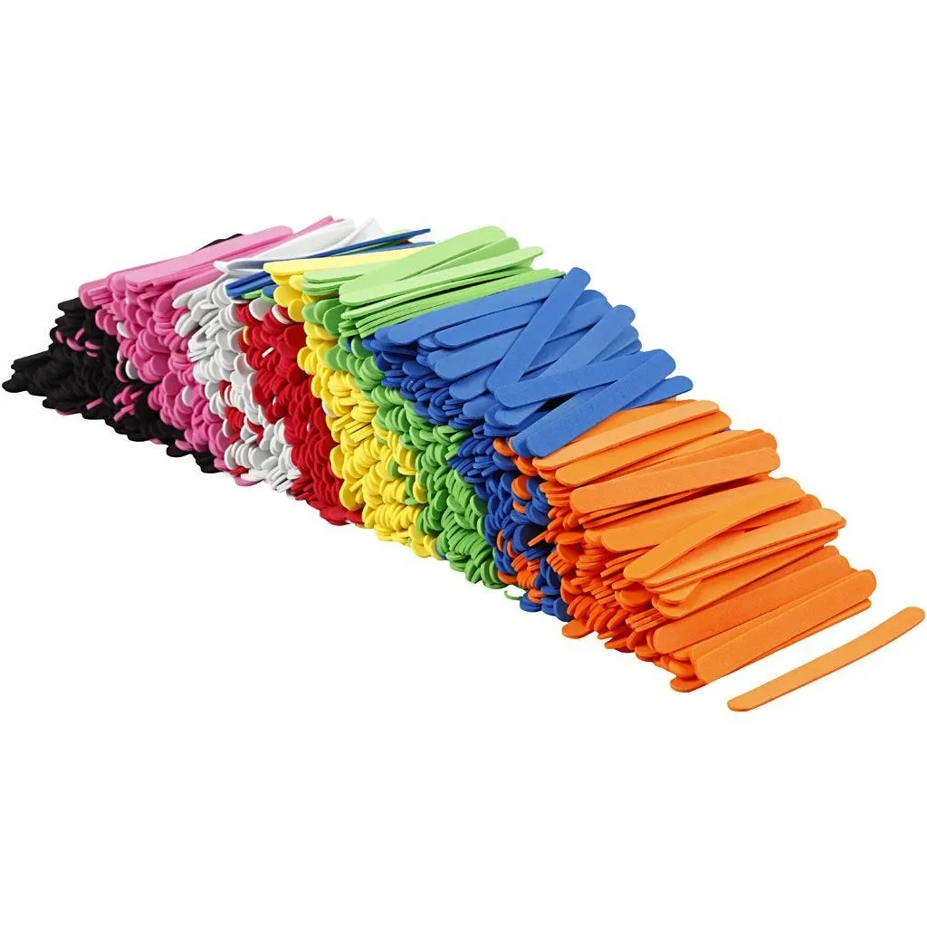 Eva Foam Ice Lolly Sticks Crafts Bendable 11.5cm 1cm 2mm Assorted Colours 1000 Pack