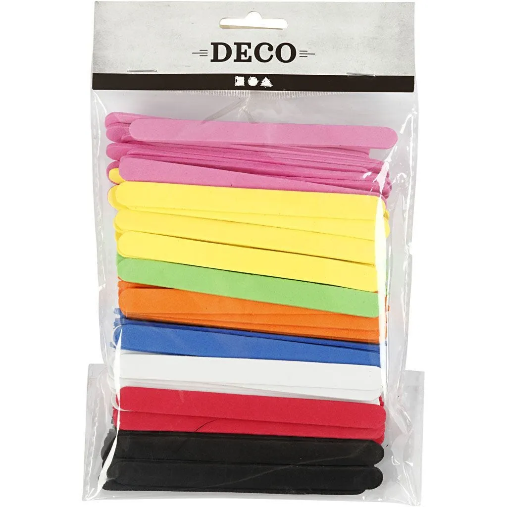 Eva Foam Ice Lolly Sticks Crafts Bendable 11.5cm 1cm 2mm Assorted Colours 120pc