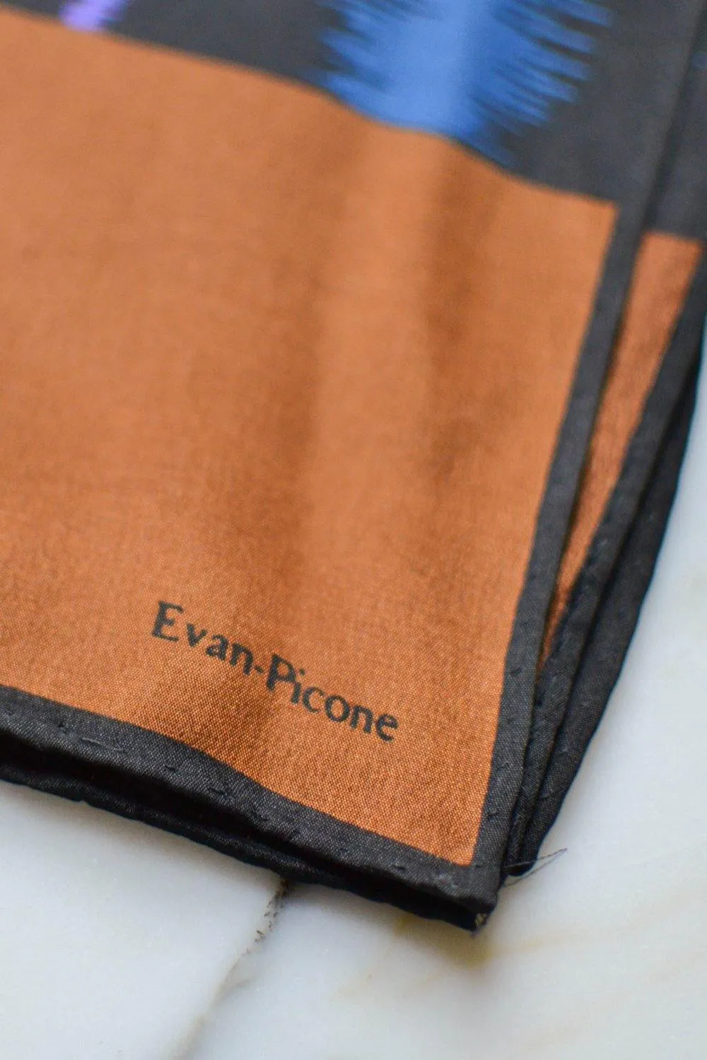 Evan Picone Silk Scarf, Brown, Black, Red, Purple, Blue, Linear