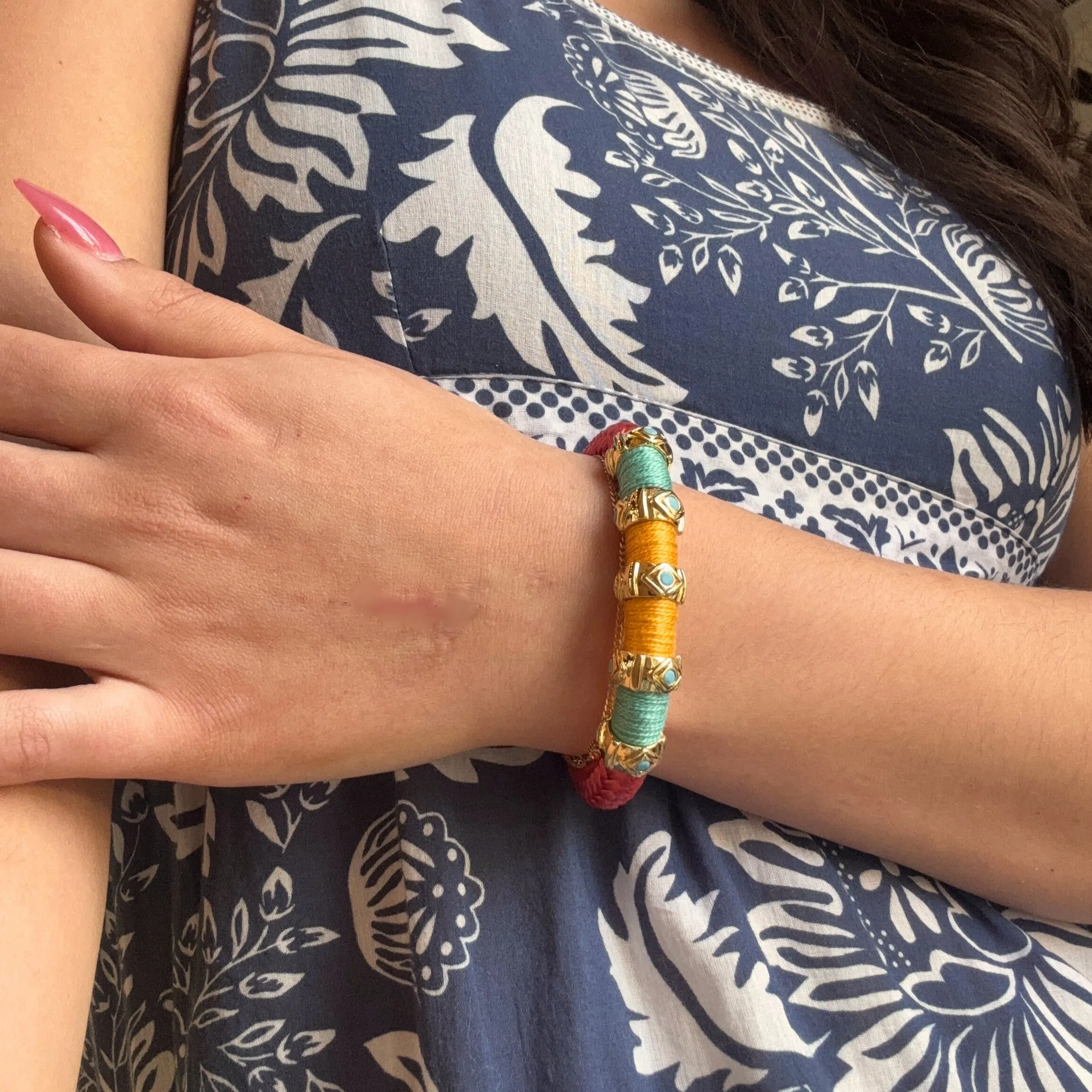 Evil Eye Colorblock Bracelet Coral